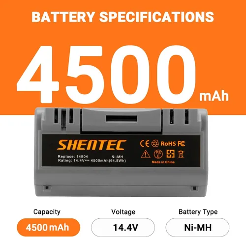 Miniatura 4 de Shentec Batería Ni-Mh de 4500mAh 14.4V compatible con 14904, compatible con iRobot Scooba Series 330 340 350 380 385 590 5800 5806 5900 5910 5920