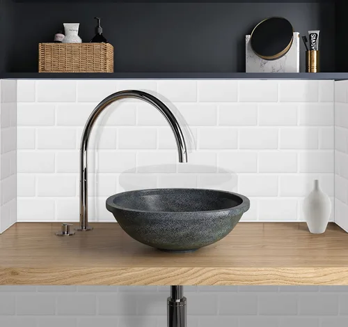 Miniatura 2 de DEWOO Azulejos blancos de metro para despegar y pegar, azulejos de ladrillo adhesivo para pared para cocina y baño, 10 hojas, 12 x 12 pulgadas Todo