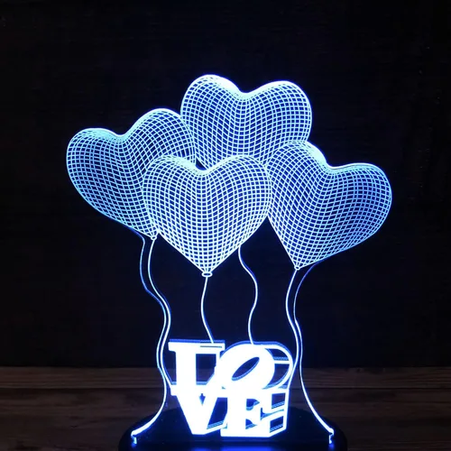 Miniatura 6 de Globo de amor romántico 3D acrílico para base de lámpara LED (solo acrílico. Base LED se vende por separado)