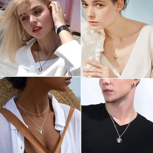 Miniatura 123 de FindChic Collares personalizados con urna para cenizas, barra vertical, gato, luna, reloj de arena, garra de perro, acero inoxidable, chapado en oro