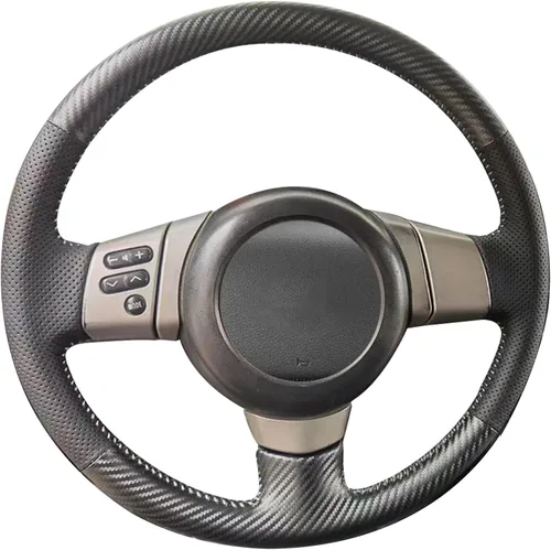 Miniatura 8 de Funda para volante de cuero negro personalizado con fibra de carbono para Toyota FJ Cruiser 2007 2008 2009 2010 2011 2012 2013 2014, piezas