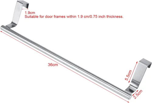 Miniatura 4 de Gavigain Toallero curvado de acero sobre la puerta, colgador para armario o armario, toallero para gabinete para cocina, baño, sostiene toallas