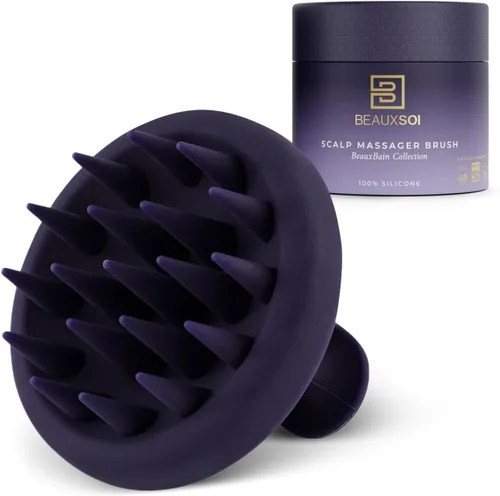 BEAUXSOI Cepillo de silicona para champú y exfoliante de cuero cabelludo, masajeador de cabello para crecimiento, limpiador de cuero cabelludo y