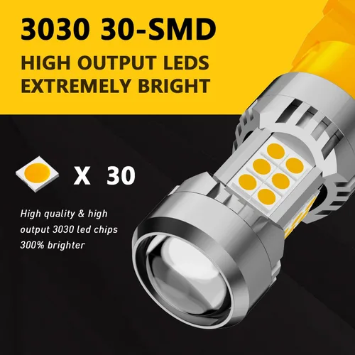 Miniatura 2 de PHINLION 3157 4157 Bombillas LED de señal de giro, 3200 lúmenes, superbrillantes, 12 V, 3057, 3457na, 4157na, 3157na, color amarillo ámbar, repuesto