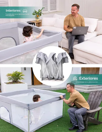 Miniatura 3 de BABELIO Corralito plegable para bebés de 46" × 46", corralito portátil para bebés y niños pequeños, ganador de los premios Parents' Picks Awards,