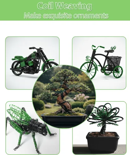 Miniatura 5 de MOSFiATA Kit de alambre para bonsái, 8 unidades, 7 rollos de bobinas de alambre de entrenamiento de bonsái de aluminio con juego de cortadores