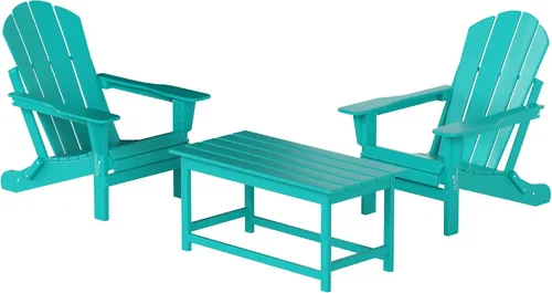 Miniatura 31 de WO Home Furniture - Juego de 3 sillas plegables para exteriores, mesa auxiliar, resistente a la intemperie y a los rayos UV, para césped, jardín