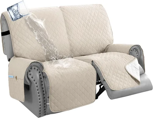 Miniatura 15 de H.VERSAILTEX Funda de sofá reclinable 100% impermeable con bolsillo para 2 asientos, antideslizante, suave, lavable, protector de muebles