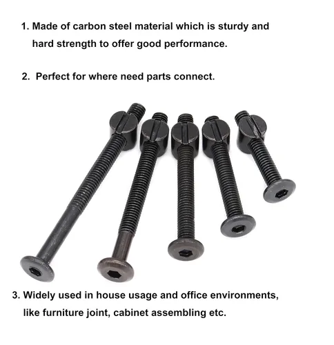 Miniatura 4 de cSeao 100 tornillos para cuna M6 para cama de bebé, tornillos hexagonales negros para construir muebles de cuna, sillas de cuna