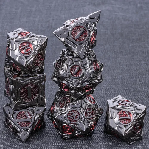 Miniatura 2 de KERWELLSI - Juego de dados metálicos DND D&D, 7 piezas con diseño de enredaderas naturales, dados de juego de rol con caja de regalo, dados negros