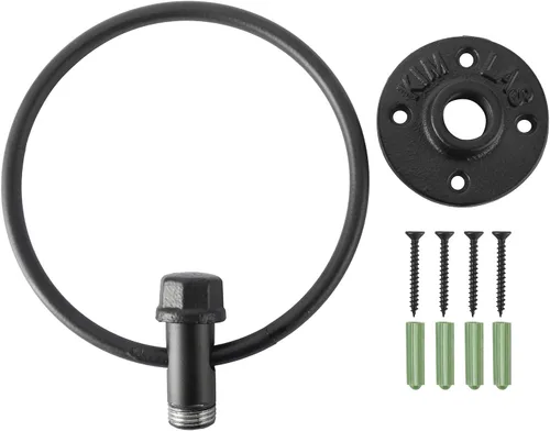 Miniatura 4 de HighFree Toallero industrial, soporte para toalla de mano de tubería de granja, accesorios de baño montados en la pared negro mate, anillo de toalla