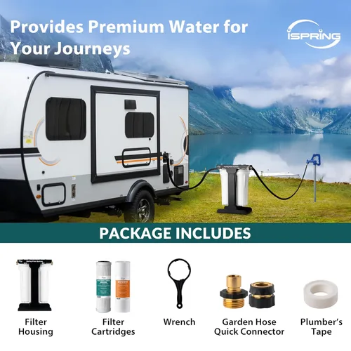 Miniatura 7 de iSpring CW21-BV Sistema de filtración de agua RV de 2 etapas para campistas, eliminación de bacterias y virus probada por SGS, sin BPA, alta