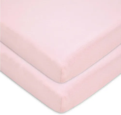 Miniatura 39 de TL Care Paquete de 2 sábanas bajeras ajustables 100% algodón natural de 39 x 27 pulgadas, suaves y transpirables para patio de juegos y colchón