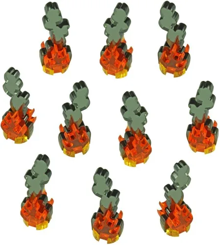 Miniatura 10 de LITKO Marcador Flaming Wreckage, pequeño Juego de 7 Base de 0.591 in, 1.181 in de alto Compatible con Warhammer 40K, Age of Sigmar