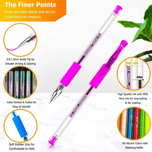 Miniatura 3 de Soucolor Bonitos suministros escolares de oficina, regalos para mujeres, adolescentes, niñas, cumpleaños, paquete de 120 bolígrafos de gel con Rosa