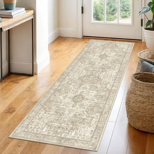 Miniatura 21 de SIILOOM Alfombra lavable de 2 x 3 pies, alfombra suave color taupe ceniza para entrada, tapete antideslizante para puerta de interior, tapete