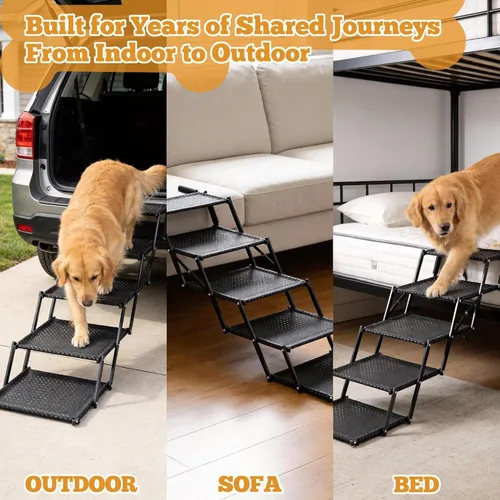 Miniatura 6 de Escaleras para perros para automóvil, escaleras plegables antideslizantes de 5 escalones para mascotas, escalones ligeros para perros mayores