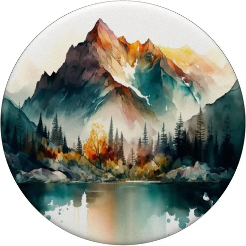 Miniatura 3 de PopSockets de paisaje de montañas de acuarela intercambiables PopGrip