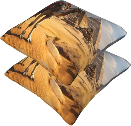 Miniatura 6 de 2PCS Throw Pillow Covers 12"x12" Square Pillowcases Covers Pyramid Camel Soft Pillowcases Modern Farmhouse Home Decor Sofa Cushions Covers for Couch