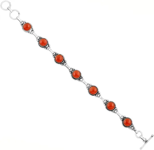 Miniatura 82 de Round Shape Natural & Synthetic Gemstones Silver Plated Bracelets for Women - Vintage Bohemian Style Handmade Birthstone Adjustable Link Bracelet