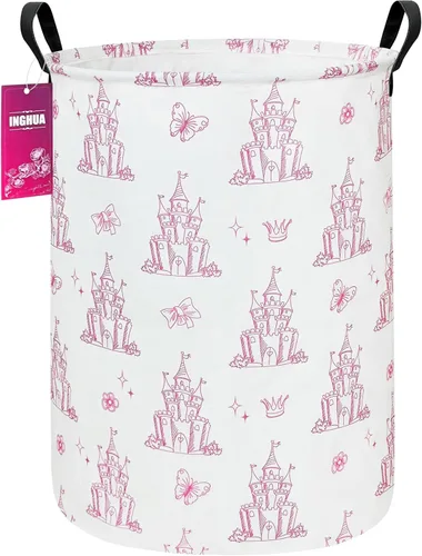 Miniatura 19 de Cesta de lavandería grande de tela de lona ligera, cesta de almacenamiento para juguetes, ropa sucia plegable, impermeable, para dormitorios
