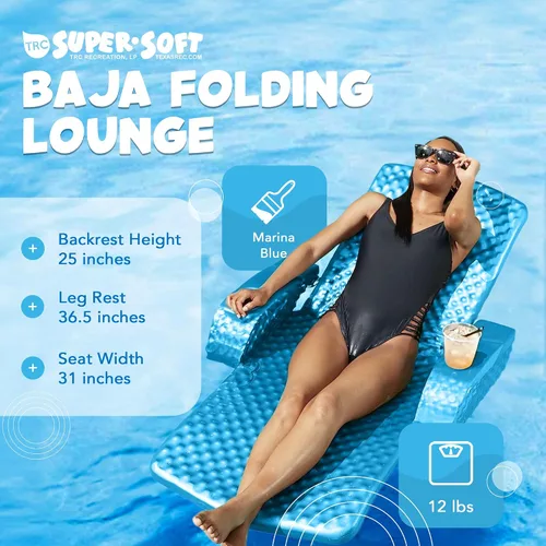 Miniatura 3 de TRC Recreation Baja II - Flotador plegable de espuma para piscina, tumbona flotante portátil con 2 portavasos para artículos esenciales de playa