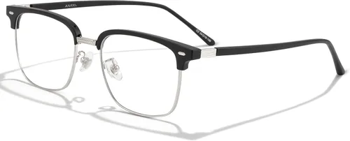 Miniatura 7 de ANRRI Gafas de luz azul para hombre, marco de metal Browline, protección UV 400, lente transparente, antifatiga ocular, gafas