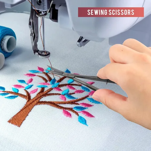 Miniatura 5 de Shynai Tijeras de bordado de 4.7 pulgadas Tijeras de cejas curvadas Punta Acción de resorte de acero inoxidable Corte de cejas Artesanía de corte