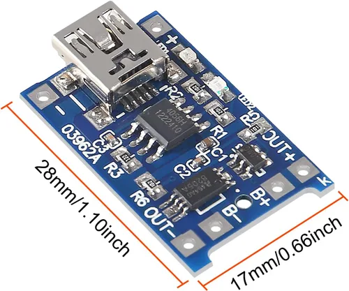 Miniatura 5 de 20 unids 18650 batería de litio placa de carga TP4056 Mini USB placa de carga 5 V 1 A con protección Dual Funciones TP4056 módulo de carga