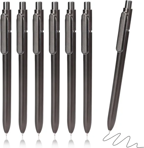 Yuxingrong - Paquete de 6 bolígrafos de gel negros retráctiles, bolígrafos de tinta de gel negra de 0.020 in, bolígrafos de tinta de gel negro a