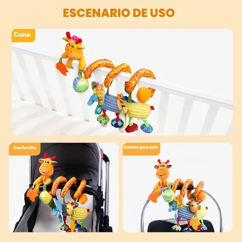 Miniatura 8 de Juguetes Jollybaby para cuna, cochecito y asiento de auto para bebé de 0-3-6-9-12 meses, juguetes sensoriales colgantes para tiempo boca abajo
