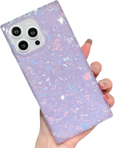 Miniatura 16 de Elegante Funda con Concha de Madre Perla para Niña Compatible con iPhone 14 de 6.1 Pulgadas, Funda Rectángulo con Borde, Elegante y delgada