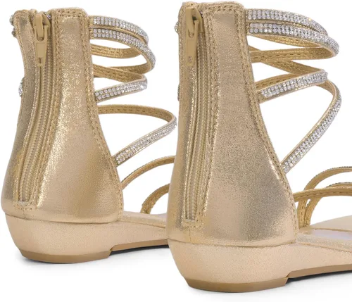 Miniatura 8 de DREAM PAIRS - Sandalias de plataforma baja para mujer, con correa al tobillo y diamantes de imitación