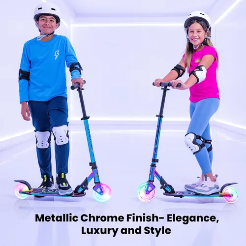 Miniatura 2 de Patinete Aero para niños de 5 a 8 años, luces dinámicas, freno de mano y absorción de golpes, scooter de 2 ruedas para niños y niñas, plegable