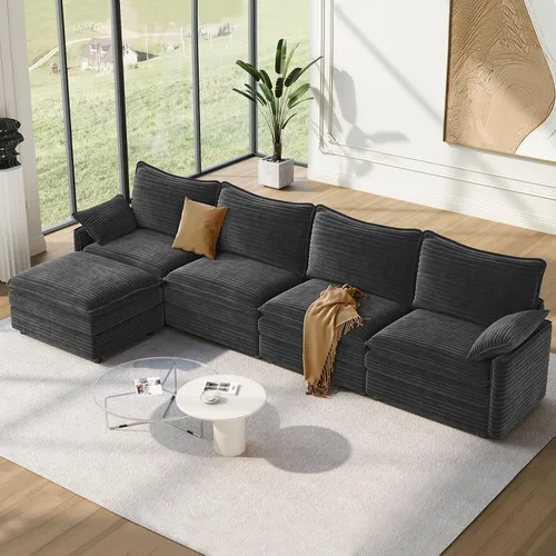 Miniatura 86 de Vesgantti Sofá modular de 108 pulgadas, cómodo sofá de nube con asiento profundo otomano movible, sofá modular en forma de L, sofás seccionales