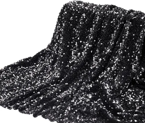 DMiotech Tela de lentejuelas negras de terciopelo brillante iridiscente brillante brillante de 4 pies de ancho para mantel de costura de bricolaje,