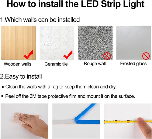 Miniatura 8 de COB - Tira de luz LED con certificación UL, CC de 12 V, tira de luz LED flexible, superbrillante, regulable, 16.4 pies, 1600 LED, de alta densidad
