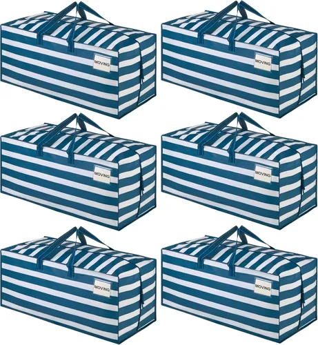 Miniatura 44 de VENO Paquete de 2 bolsas de mudanza, correas de mochila, mudanza, cajas de almacenamiento universitario, con tapas, resistentes, extragrandes, asas