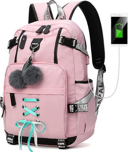 Miniatura 11 de Mochila para mujeres, adolescentes, niños y niñas, resistente al agua, casual, para laptop con puerto de carga USB, bonita bolsa para viajes
