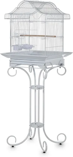 Jaula para pájaros enrollada vintage de 58 pulgadas, metal resistente con revestimiento resistente al óxido, jaula para loros con bandeja