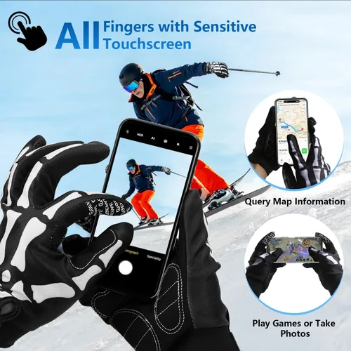 Miniatura 3 de Halloween Skeleton Gloves Touchscreen, Breathable Skull Gloves Cycling Anti-Slip Bone Halloween Costumes Gift