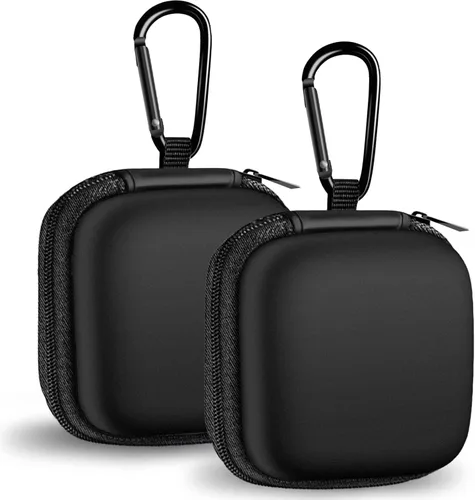 Miniatura 29 de Estuche cuadrado para auriculares, bolsa de almacenamiento portátil de EVA, organizador de accesorios para teléfono celular con mosquetón