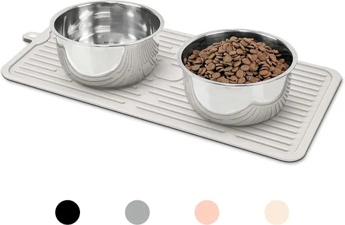 Miniatura 12 de Ptlom Mantel individual para mascotas para perros y gatos, antideslizante, impermeable, tapete de alimentación para perros que evita el Beige