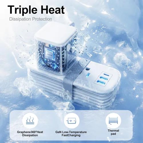 Miniatura 7 de VYLEE Adaptador de viaje universal con cable de extensión de 6 pies, adaptador de corriente internacional para Europa, Reino Unido, EE. UU.