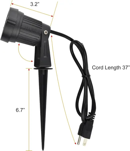 Miniatura 6 de GSS6005 - Foco de enchufe para exteriores, foco LED de paisaje de 5 W, 120 V, 3000 K, blanco cálido, construcción de metal con estaca de tierra