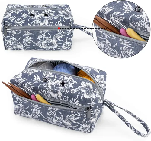 Miniatura 3 de Luxja Bolsa de almacenamiento de hilo pequeña, bolsa de punto portátil para madejas de hilo, ganchos de ganchillo, agujas de tejer