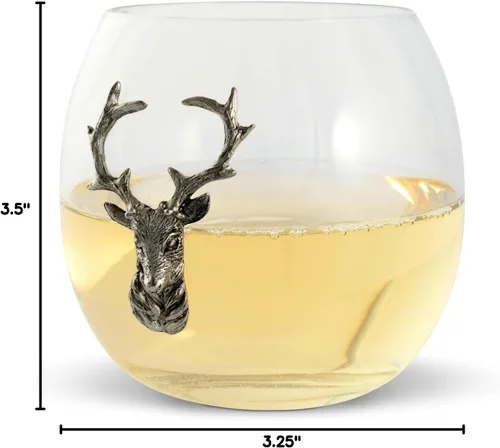 Miniatura 6 de Vagabond House Copa de vino sin tallo de ciervo/alce, cristal soplado a mano de alta calidad, estilo cabaña, perfecto para vino tinto/blanco, 3.25