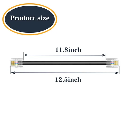 Miniatura 2 de Paquete de 3 cables de extensión de teléfono de 1 pie con enchufes RJ11 6P4C estándar para teléfono fijo y fax (3, negro, 1 pie)