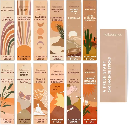 Miniatura 7 de Folkessence - Juego de 6 varillas de incienso (120 varillas), incienso Nature's Whisper para aromaterapia, meditación y fragancia para el hogar