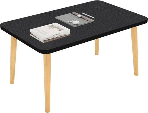Miniatura 11 de Mesa de café Funecy Mesa baja con patas robustas de madera maciza, mesa de piso para sentarse en el suelo, almacenamiento y muebles para sala